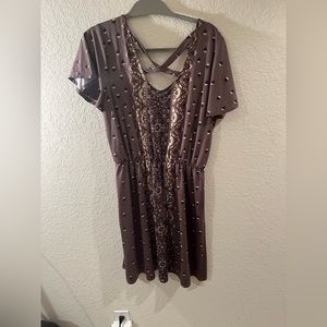 Maurice’s Purple Floral Skater Dress with Criss Cross V-neck